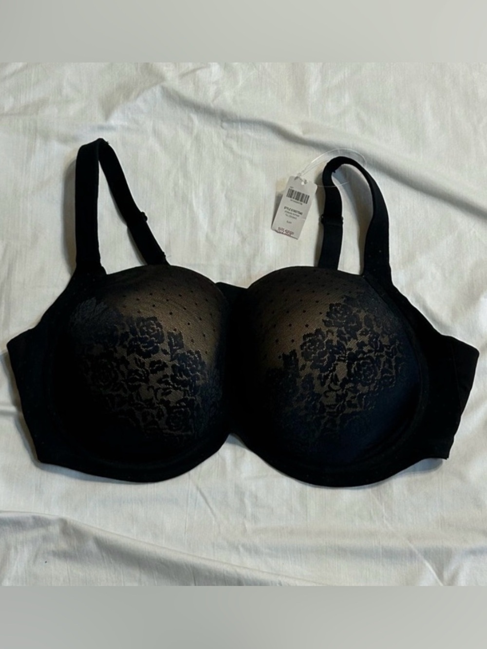 Soma Stunning Support Full Coverage Underwire Black Dot Lace Bra 42DDD